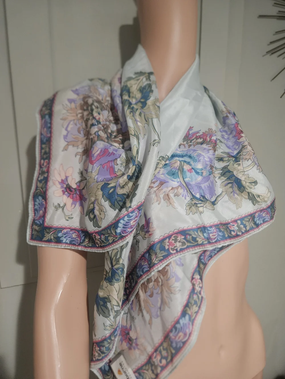 Vintage Liz Claiborne 100% Silk Floral Garden Square Scarf Made in Japan